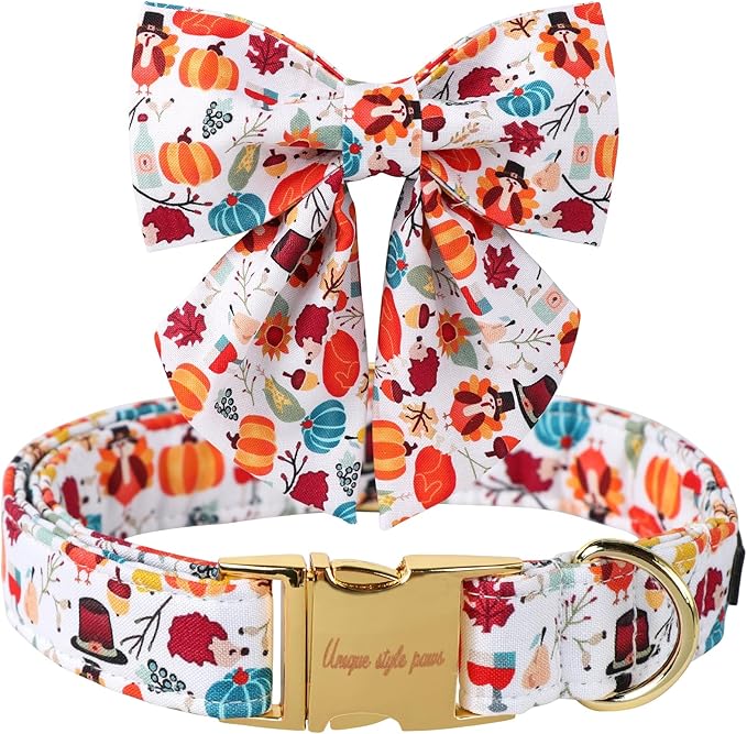 Unique Style Paws Cotton Dog Collar with Bow