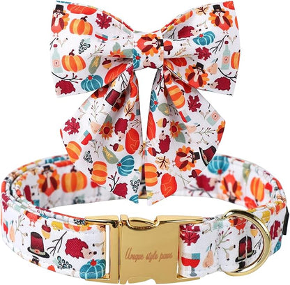 Unique Style Paws Cotton Dog Collar with Bow