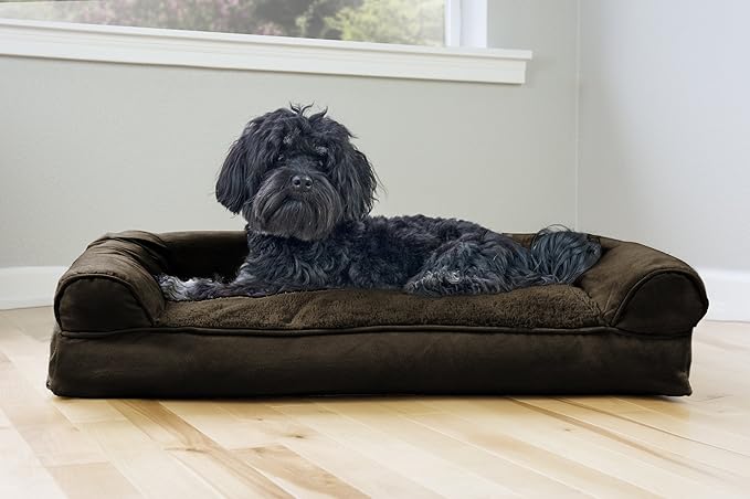 Furhaven Pillow Dog Bed for Medium/Small Dogs w/ Removable Bolsters & Washable Cover