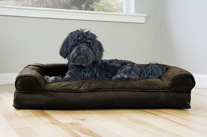 Furhaven Pillow Dog Bed for Medium/Small Dogs w/ Removable Bolsters & Washable Cover