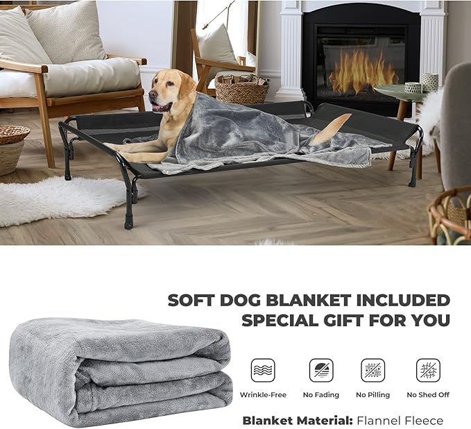 Veehoo Cooling Elevated Dog Bed + Soft Dog Blanket