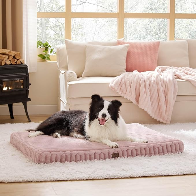 Bedsure Orthopedic Dog Bed for Large Dogs (44x32, Blush