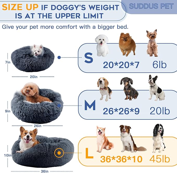 suddus Calming Dog Bed Large Size Dog (36'')