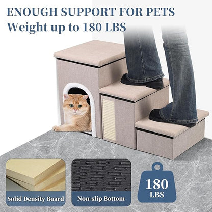 Dog Steps for Bed and Couch 4 in 1 Foldable 180LBS, Pet