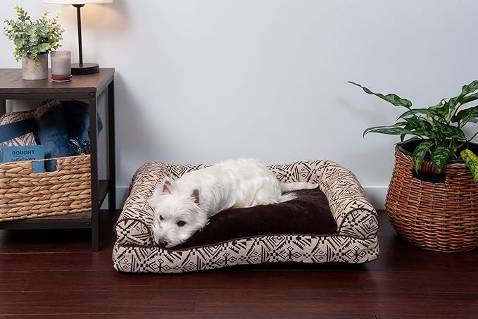 Furhaven Pillow Dog Bed for Medium/Small Dogs w/ Removable Bolsters & Washable Cover