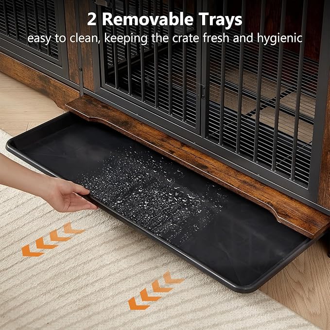 Rovibek Dog Crate TV Stand 75 Inch, 2 Dogs,