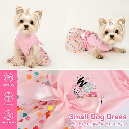 Dog Dresses for Small Dog Girls Dog Birthday Dress Cute Pet Princess Puppy Clothes Female Dog Clothes for Chihuahua Yorkie Clothes Small Dog Birthday Outfit Apparel
