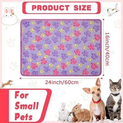 8 Pieces Puppy Blanket Dog Blanket Fleece for Medium Small Dogs Soft Flannel Throw Pet Pad Paw Print Sleep Mat Bed Cover for Dogs Cats Pets Cage