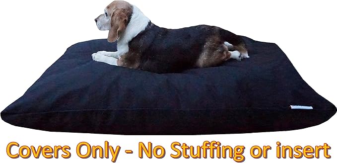 Dogbed4less Do It Yourself DIY Pet Bed Pillow Duvet Canvas Cover + Waterproof Internal case for Dog/Cat at Large 48"X29" Black Color