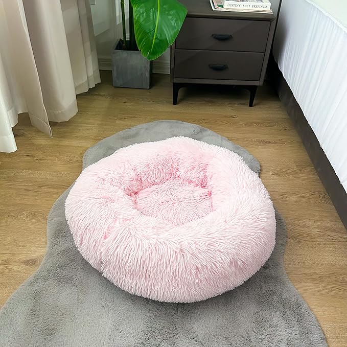 Deluxe Calming Dog Bed for Small Medium Dogs & Cats XS(20" x 20" x 6"))