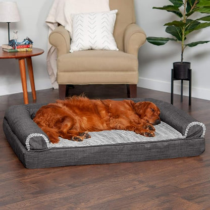 Furhaven Memory Foam Dog Bed for Large Dogs w/ Removable Bolsters & Washable Cover 95 lbs