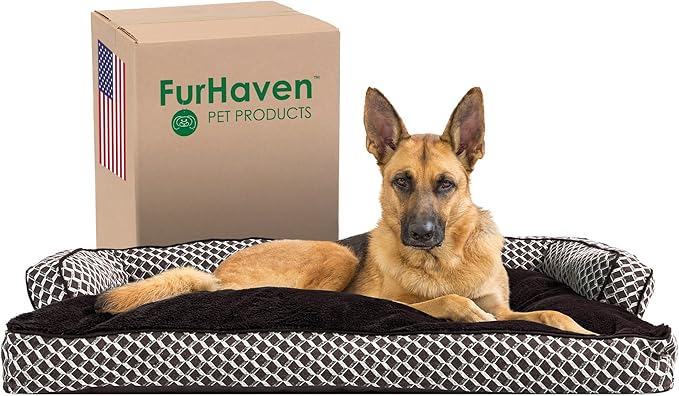 Furhaven Pillow Dog Bed for Large Dogs w/ Removable Bolsters & Washable Cover