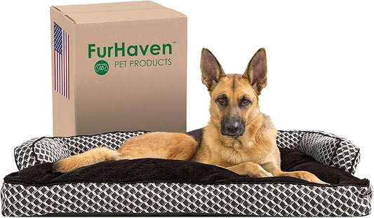 Furhaven Pillow Dog Bed for Large Dogs w/ Removable Bolsters & Washable Cover