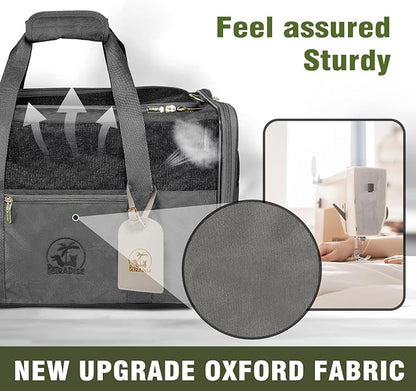 Luxury Pet Carrier for Dogs, Cats, Puppies - Airline TSA Approved, Durable Anti-Scratch Fabric, Soft-Sided, Consistent Airflow, Foldable Design, Cushion Pad, Travel(Grey, Large)