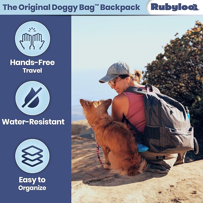 The Original Doggy Bag™ Backpack by Rubyloo - Dog Travel Bag Backpack for Dog Supplies with Laptop Sleeve, 2 BPA-Free Travel Dog Bowls, Treat Bag, Food Container, Placemat - Camping, Hiking, Travel