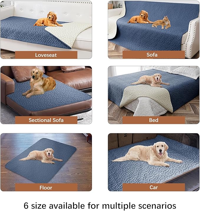 Waterproof Dog Blanket, Washable Anti-Slip Pet Couch Covers for Sofa,Pet Hair Resistant Blankets Bed Chair Furniture Couch Protector for Dogs-40x50,Blue