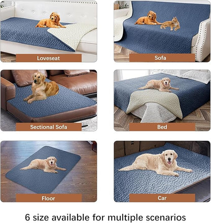 Waterproof Dog Blanket, Washable Anti-Slip Pet Couch Covers for Sofa,Pet Hair Resistant Blankets Bed Chair Furniture Couch Protector for Dogs-82x82,Blue