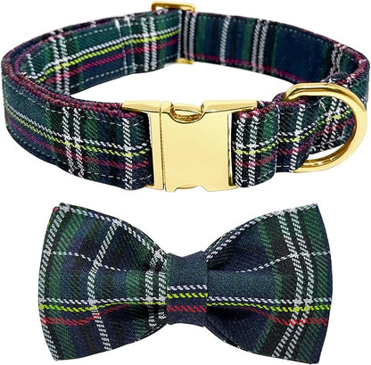 Christmas Day Dog Collar with Bow Red Green