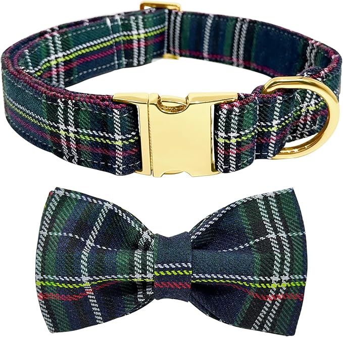Christmas Day Dog Collar with Bow Red Green