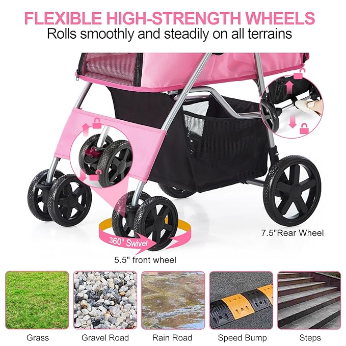 Pet Stroller 4 Wheel,