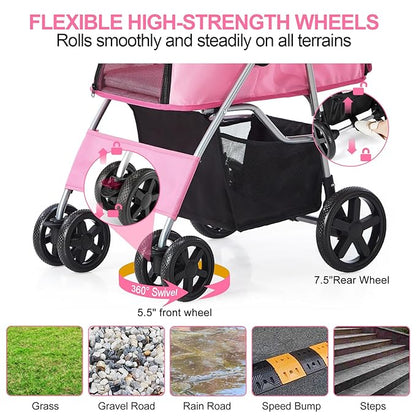 Pet Stroller 4 Wheel,