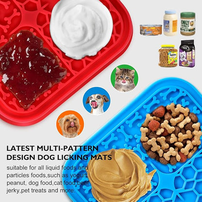 4 Pack Lick Mat for Dogs, Dog Slow Feeder Dowl Mat for Bathing Grooming Nailing Trimming, Food-Grade, Non-Toxic, Licking pad for Dogs and Cats, Puzzle Feeding Mat for Pets