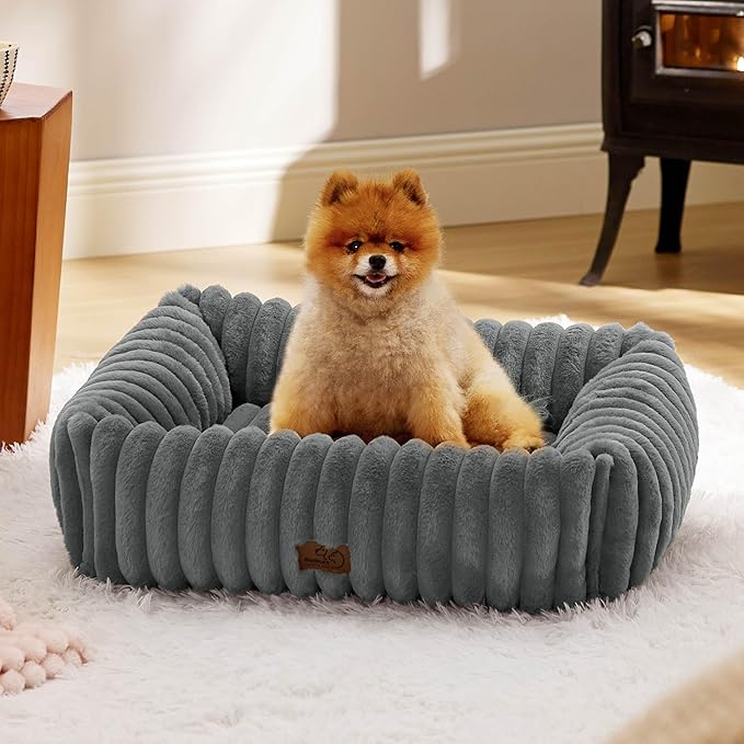Bedsure Cute Dog Bed for Small Medium Dogs 25x21x7inches, Warm