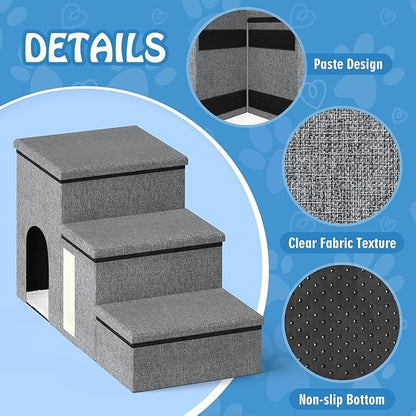 Dog Stairs for Small Dogs Medium Dogs Large Dogs Pet Stairs for High Beds and Sofas 3-Step Pet