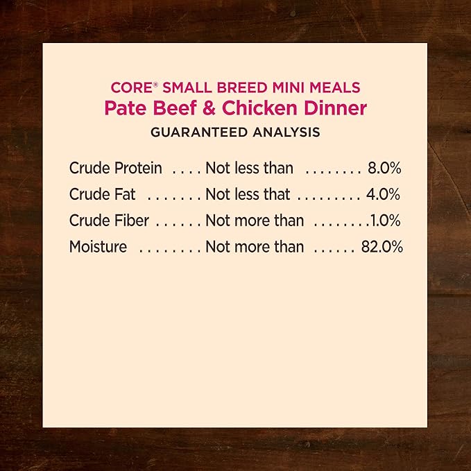 Wellness CORE Natural Grain Free Small Breed Mini Meals Wet Dog Food, Pate Beef & Chicken Dinner, 3-Ounce Pouch (Pack of 12)