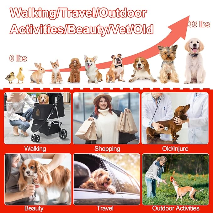 Pet Stroller 3 Wheel,