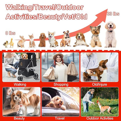 Pet Stroller 3 Wheel,