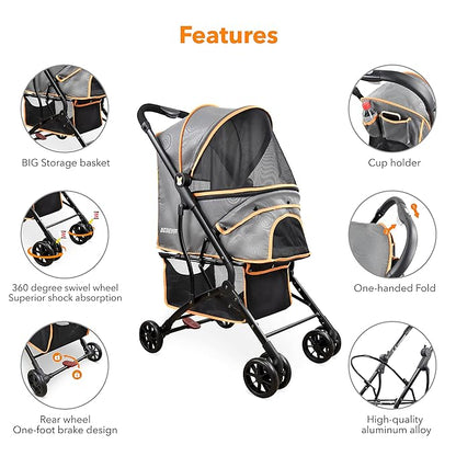 Dog Stroller for Small Medium Dogs and Cats 30LBS Puppies