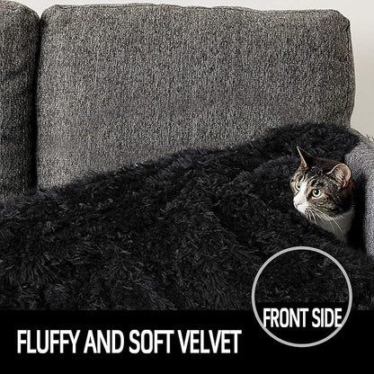 LOCHAS Luxury Fluffy Dog Blanket 40''x60'' Black