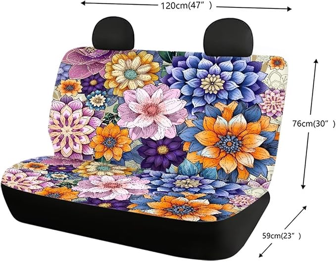 AFPANQZ Boho Flower Car Rear Seat Cover Set