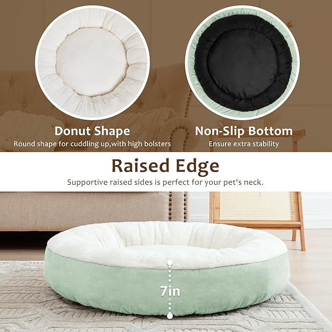 Love's cabin Round Donut Cat and Dog Cushion Bed 25in Pet