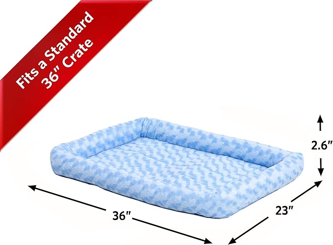 MidWest Homes for Pets Bolster Dog Bed 36L-Inch Blue Dog Bed or Cat Bed w/ Comfortable Bolster 36-Inch Dog