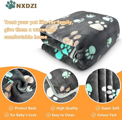 Dog Blankets for Large Dogs, 1 Pc Dog Blanket Washable 60" x 50", Fuzzy Soft Pet Mat Throw Cover for Kennel Crate Bed, Cute Paw Pattern, Cat Blanket, Blankets for Dogs, Pet Blanket