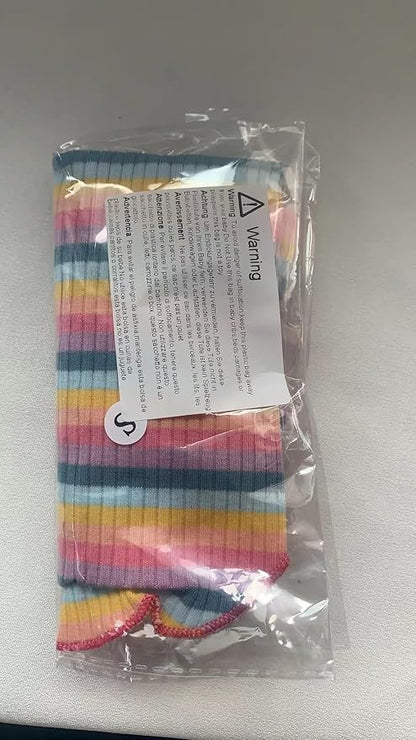 Small Medium Dog Clothes Rainbow Striped Dog Shirts Stretchable Long Sleeve Cat T-Shirt Pet Outfits for Chihuahua Yorkie Teddy (Pink Edge