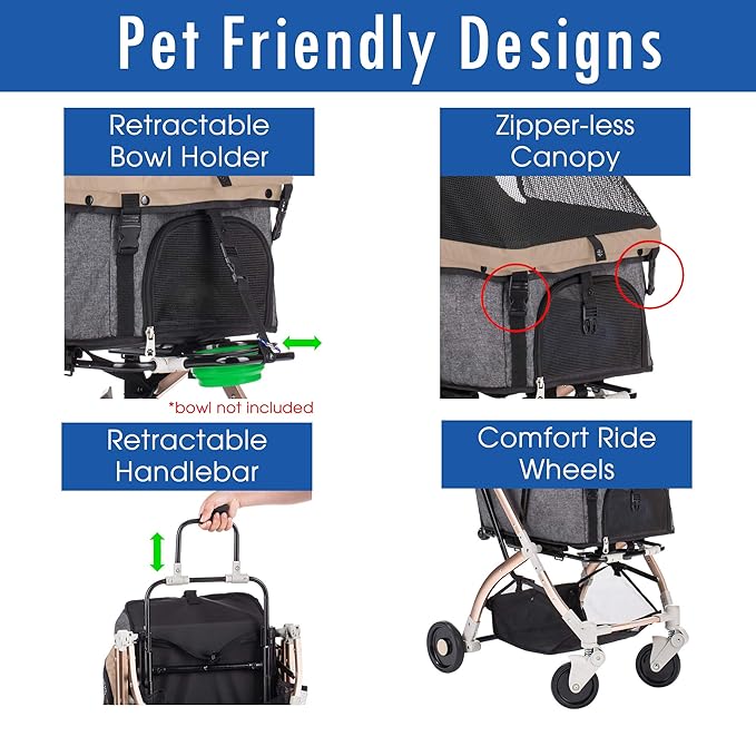 Pet Rover Lite Premium Light-Weight Dog/Cat/Pet Stroller Travel 2nd-Gen.)