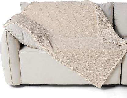 Bedsure Waterproof Dog Blankets for Large Dogs 40"x50", Cream