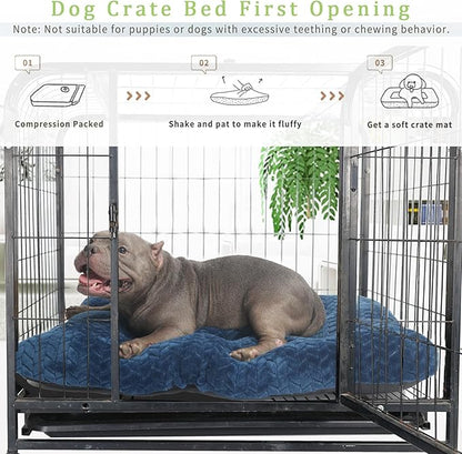 36 inch Dog Crate Bed for Large Dog Washable,Extra Soft Dog Beds for Crates 36 x 24 Anti Anxiety Fluffy Pillow fit Kennel or Cage,Easy Non Slip Bottom Cozy Crate Pad 36 for Medium Breeds Pet,Navy Blue