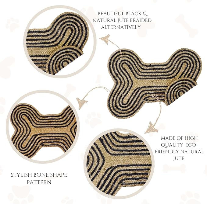 16.5X21 inch Pack of 1 Dog Feeding Mat Cat Pet Dining Mat Natural Jute Material Rug Small Mat for Pet (Dog Chew 16.5"X21")