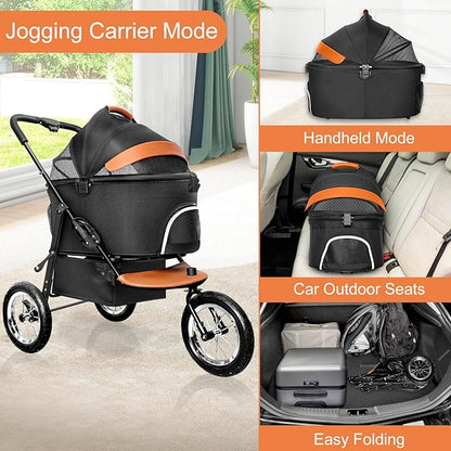 Dog Strollers for Medium Small Pet 3 in 1 Pet 3 Wheels