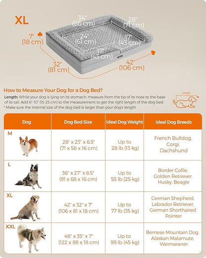 Feandrea Orthopaedic Dog Bed for Large Dogs 42 x 32 x 7 Inches, UPGW253G01