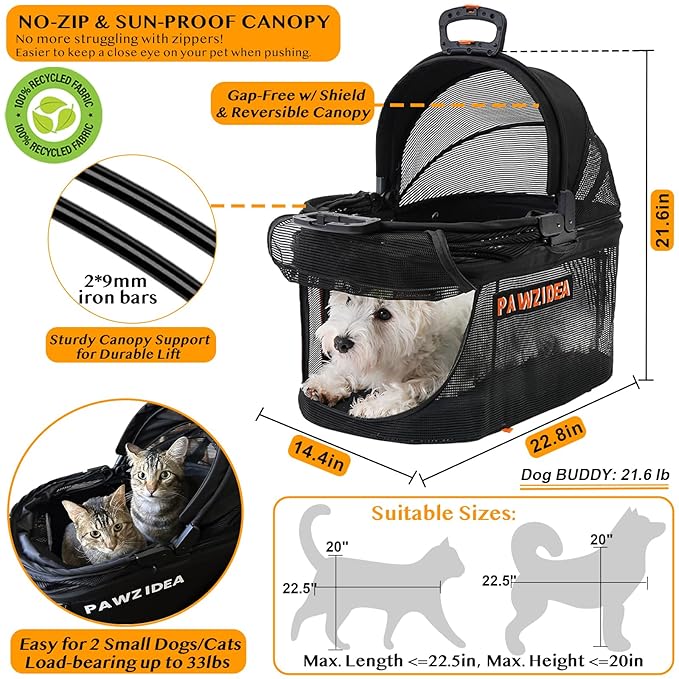 PAWZIDEA Dog Stroller 4 in 1