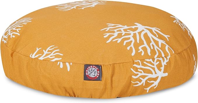 Yellow Coral Small Round Indoor Outdoor Pet Dog Bed With Removable Washable Cover By Majestic Pet Products