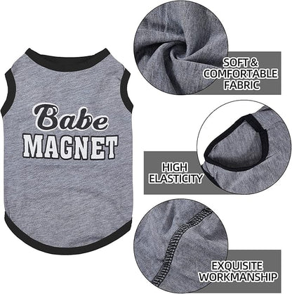 8 Pieces Dog Shirts Pet Printed Clothes with Funny Letters Summer Pet T Shirts Cool Puppy Shirts Breathable Dog Outfit Soft Dog Sweatshirt for Pet Dogs Cats (Classic Pattern