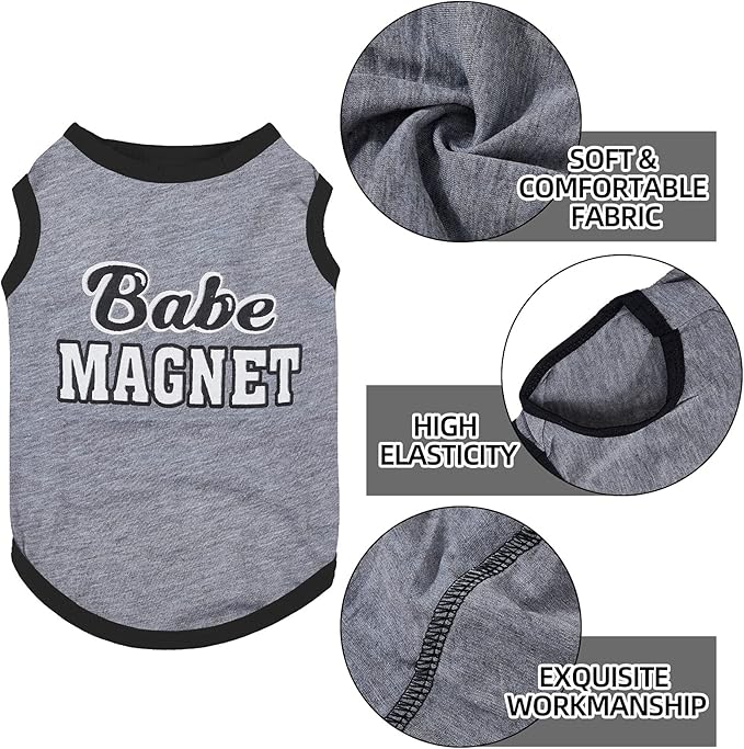 8 Pieces Dog Shirts Pet Printed Clothes with Funny Letters Summer Pet T Shirts Cool Puppy Shirts Breathable Dog Outfit Soft Dog Sweatshirt for Pet Dogs Cats (Classic Pattern