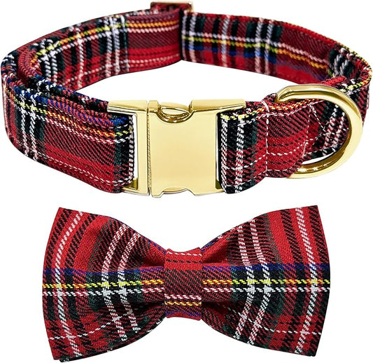 Christmas Day Dog Collar with Bow Red Green