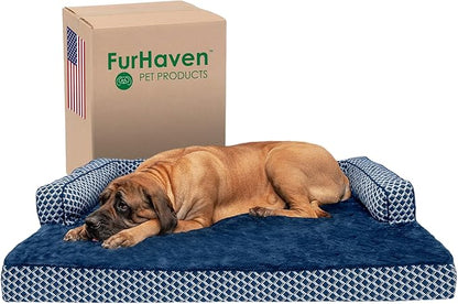 Furhaven Orthopedic Dog Bed for Large Dogs w/ Removable Bolsters & Washable Cover 125 lbs